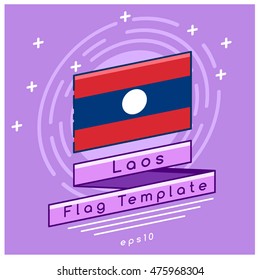 Laos Flag : Flag Icon With Festive Background : Vector Illustration