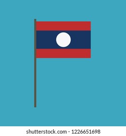 Laos flag icon in flat design. Independence day or National day holiday concept.