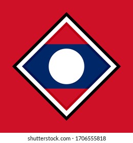 icono de bandera laos, aislado en fondo rojo