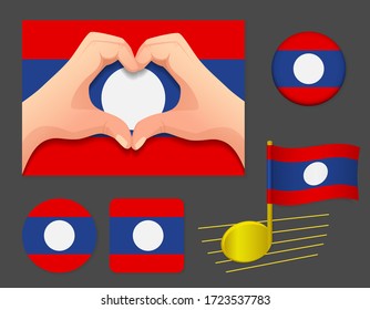 Laos flag icon. National flag of Laos vector illustration.