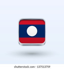 Laos flag icon square form on gray background. Vector illustration.