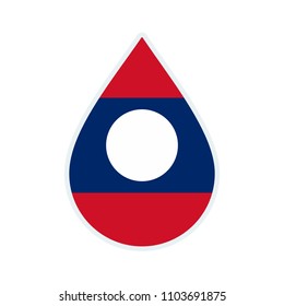 Laos flag icon. Water icon. Drop water. Laos badge. Flag drop.