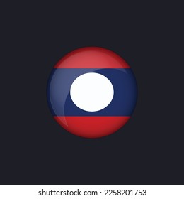 Icono de la bandera de Laos,Icono de la bandera Round Laos aislado,botón de bandera de Laos.