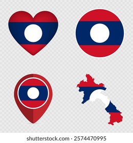 Laos Flag Icons Pack. Vector illustration.