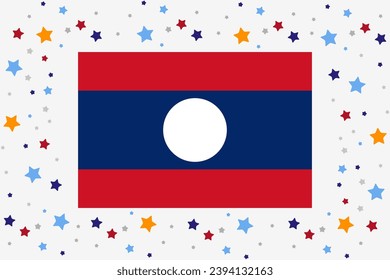 Laos Flag Independence Day Celebration With Stars
