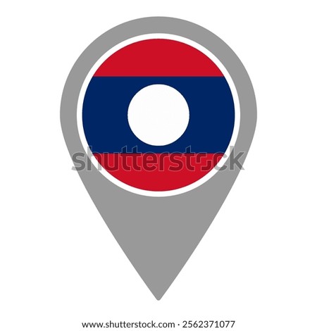 Laos flag location pin, flag application, Flag on Location Pin, graphic design, map pointer, vector illustration.