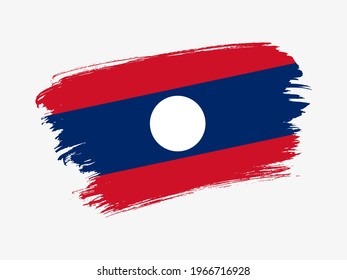 Laos flag made in textured brush stroke. Patriotic country flag on white background