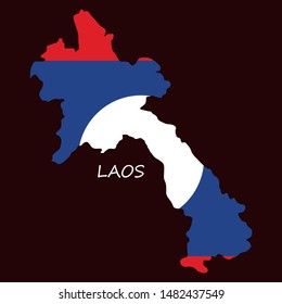 laos flag map. 