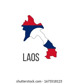 Mapa de la bandera de Laos. La bandera del país en forma de fronteras. Ilustración vectorial de material aislada en fondo blanco.