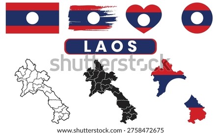 Laos flag and map symbols