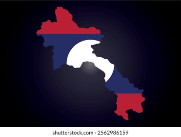 Laos flag and map vector.