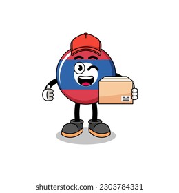 laos flag mascot cartoon as an courier , character design