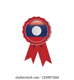 Laos flag medal vector design.  Realistic 3D red color