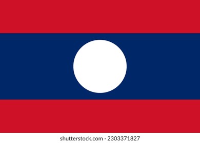 Bandera de Laos, colores oficiales y proporción. Ilustración vectorial.
