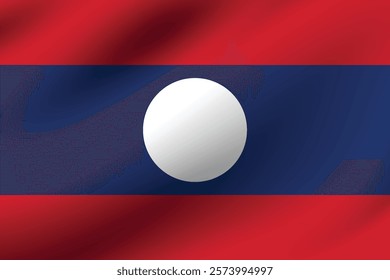 Laos flag official colors and proportion digital vector illustration. Pleated flag.