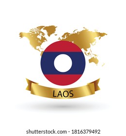 Laos Flag .official national flags of the world series. circular design . Vector
