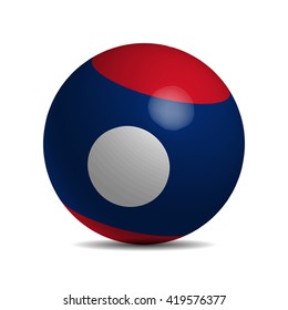Laos flag on a 3d ball