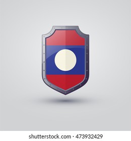 Laos flag on the shield