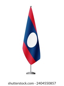 Bandera de Laos en el puesto de bandera para reuniones oficiales, fondo transparente, vector