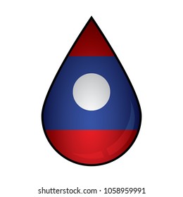 The Laos flag painted on 3D water drop