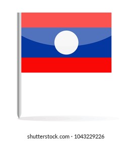 Laos Flag Pin Vector Icon - Illustration