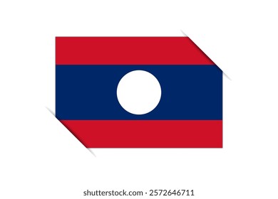 Laos flag - rectangle colorful flag representing a country cultural identity and heritage. The essence of national pride and unity. Attached by the corners in a paper album