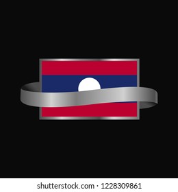 Laos flag Ribbon banner design