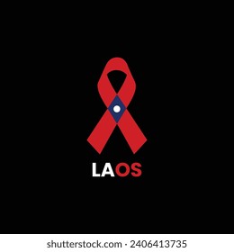 Laos flag ribbon design vector