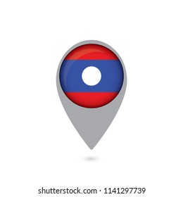 Laos Flag Round Pin Vector Icon - Illustration