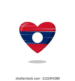 Laos flag shaped love illustration. Floating flag love icon. Nationality concept.