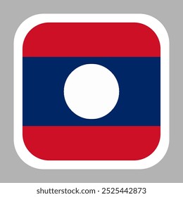 Laos flag square flat vector with rounded corners and white border, vector illustration