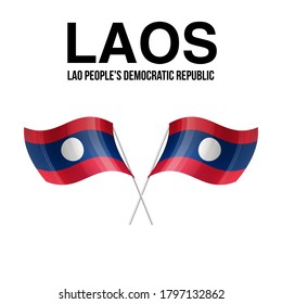 Laos Flaggenstaatsymbol einzeln auf nationalem Hintergrund. Grußkarte Nationaler Unabhängigkeitstag der Demokratischen Volksrepublik Laos. Illustrationsbanner mit realistischer Staatsflagge.
