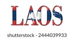 Laos flag text font, 3D Laos flag colorful background, Laos flag vector illustration