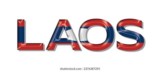 fuente de texto de la bandera LAOS, fondo de color 3D LAOS, ilustración vectorial de la bandera LAOS