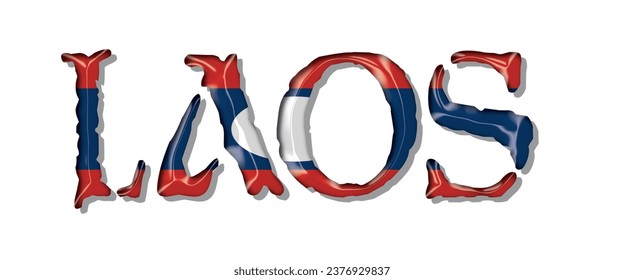 LAOS flag text font, 3D LAOS colorful background, LAOS flag vector illustration