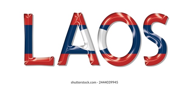 Laos flag text font, 3D Laos flag colorful background, Laos flag vector illustration