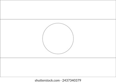 Laos flag - thin black vector outline wireframe isolated on white background. Ready for colouring.