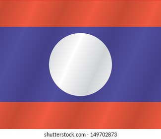 Laos flag with title on the white background