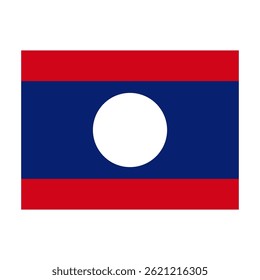 Laos Flag, Vektorgrafik. Laos-Flag-Symbol einzeln auf weißem Hintergrund.