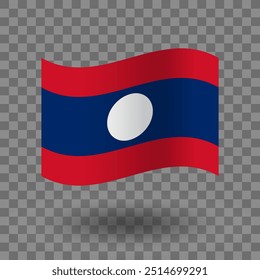 Laos flag vector. Laos wavy flag isolated transparent background. National flag of Laos symbol icon. EPS 10