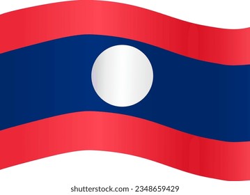 Laos flag wave isolated on png or transparent background