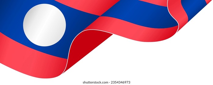 Laos flag wave isolated on png or transparent background