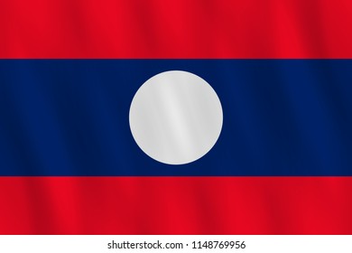 Laos flag with waving effect, official proportion.