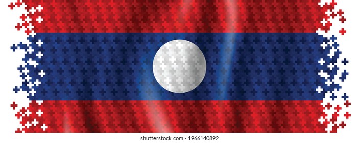 
Laos Flag waving with Plus and Positive sign, Medical cross Vector illustration, Abstract background, Banner or cover template