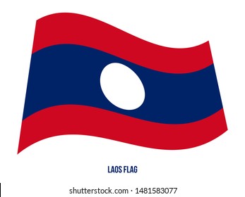 Laos Flag Waving Vector Illustration on White Background. Laos National Flag.