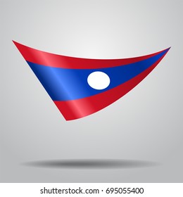 Laos flag wavy abstract background. Vector illustration.