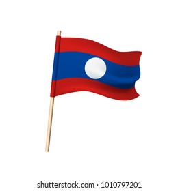 Laos flag (white circle on background of red and blue stripes). Vector illustration