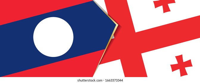 Laos and Georgia flags, two vector flags symbol of relationship or confrontation.