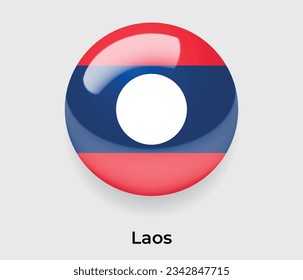 Laos lustroso bandera nacional burbuja forma redonda icono de ilustración vectorial vidrio