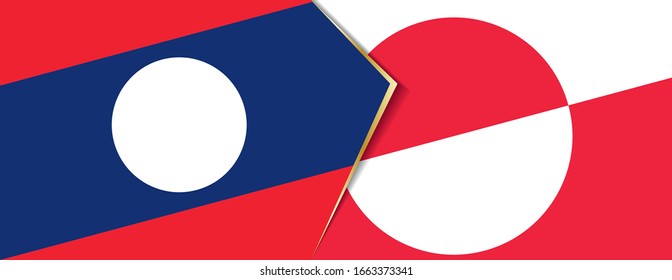 Laos and Greenland flags, two vector flags symbol of relationship or confrontation.